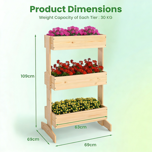 Jardinière Verticale Carrée à 3 Niveaux, 3 Boîtes à Fleurs <span class=keywords><strong>en</strong></span> <span class=keywords><strong>Bois</strong></span>, Autoportante, Écologique, Durable, pour Jardin Intérieur ou Extérieur - Product Image 4