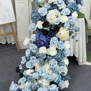 Colore blu abbinamento fiori artificiali di seta grande rosa di ortensie per bebè centenario banchetto di fidanzamento di nozze - Product Image 2