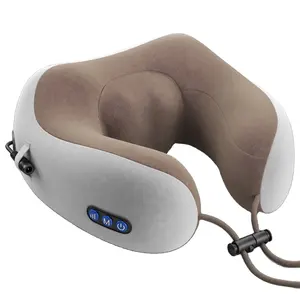 USB充电便携式旅行加热振动揉捏指压u型无线颈枕颈部按摩器