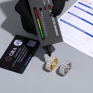 웨딩 쥬얼리 17ct VVS D 컬러 Moissanite 다이아몬드 남성 약혼 반지 18K 골드 도금 925 스털링 실버 영원 밴드 반지 - Product Image 4