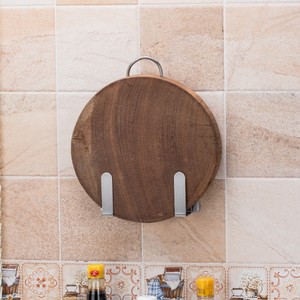 No Drill 304 Stainless Steel Kitchen <b>Pot</b> <b>Lid</b> Rack Wall Mounted Round L Size Storage Rack - Product Image 5