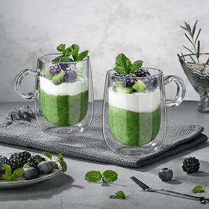 Tasse à café en verre à double paroi isolée avec poignée, grandes tasses à espresso, latte, cappuccino, thé pour boissons chaudes - Product Image 6