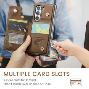 Étui en cuir véritable pour Samsung Galaxy Z Fold 5/4/3, ultra fin, magnétique, à clipser, avec béquille - Product Image 2