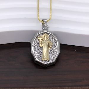 Accesorios para Hacer Collares y Pulseras con Colgante de Cobre Bicolor con Microincrustaciones de Oro de 18K de la Virgen María Religiosa - Product Image 4