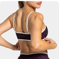 Nouveau soutien-gorge de sport transfrontalier à imprimé léopard, à bretelles spaghetti, à maintien élevé, effet push-up galbant, séchage rapide