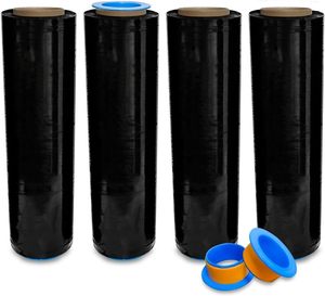 Film étirable HDPE noir de qualité supérieure Huamaohengchun Lifetime, 4 rouleaux x 18 po x 1500 pi x 80 gauge, film rétractable robuste de qualité alimentaire - Product Image 2