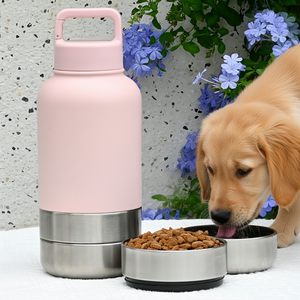 Alimentador De Logotipo Personalizado 2 em 1 Portátil Pet Viagem 304 Garrafa De Água De Cão De Aço Inoxidável - Product Image 1
