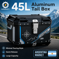 Boîte de rangement arrière pour moto, étanche, 45L, design personnalisé, en alliage d'aluminium, économique et riche en valeur