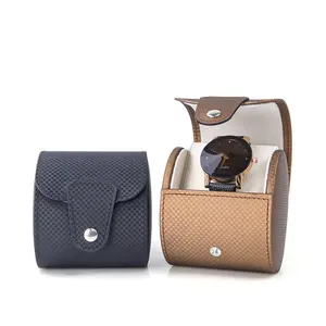 Three-color PU leather woven pattern watch box elliptical storage box watch packaging