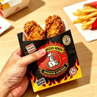 Sac d'emballage alimentaire en papier kraft recyclable avec soufflet latéral pour poulet frit et pizza à emporter, personnalisé pour restaurants