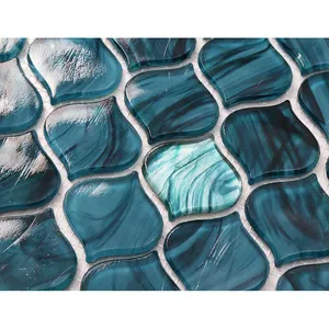 Arabesque Shape Hot Melt Glass with Back Sprayed Craft Mosaic Kitchen Baathroom Wall Tile
