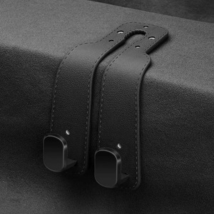 Leather <b>Car</b> Headrest <b>Hook</b> Set Magnetic Seat Back Retainer Tumbled Finish Interior Accessory for SUV Pickup - Product Image 3