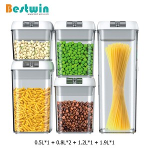 5 gói vuông rõ ràng thực phẩm kín <span class=keywords><strong>container</strong></span> nhựa thực phẩm lưu trữ Jar đựng thức ăn tổ chức - Product Image 2