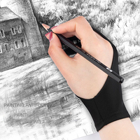 Gants de dessin à deux doigts anti-taches à 3 couches, très vendus, pour tablette graphique, iPad, croquis sur papier