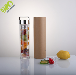 No <span class=keywords><strong>hay</strong></span> mínimo libre de BPA 450ml de doble pared de vidrio de borosilicato botella de <span class=keywords><strong>agua</strong></span> con infusor - Product Image 5