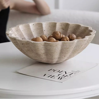 Bol à fruits en travertin naturel pour comptoir de cuisine décor bol piédestal pour la décoration intérieure artisanat pierre coquille bols