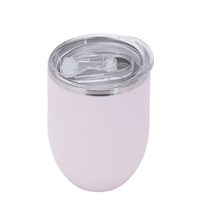 Tasse à vin isotherme de voyage en forme d'œuf de 12 oz avec couvercle et paille, en acier inoxydable à double paroi sous vide, pour café