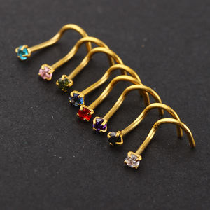 С украшением в виде кристаллов нос шпильки серебро, золото, розовое золото кольца носа хирургическая сталь ухо ювелирное изделие для тела, Сексуальная Пирсинг хрящ - Product Image 6