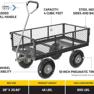 Gorilla Carts Chariot utilitaire en acier Beach Wagon, capacité de 800 livres, gris (lot de <span class=keywords><strong>2</strong></span>) Chariot à mailles en acier - Product Image 2