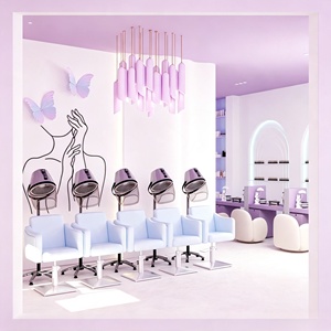 Diseño Interior de Salón de Uñas, Personalización Completa de la Habitación, Estilismo de Belleza, Salón de Peluquería, Renovación de Tienda de Uñas en Color Morado - Product Image 5