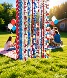 Collares de Cuentas con Estrellas Patrióticas Rojas, Blancas y Azules para las Celebraciones del 4 de Julio, Día de la Independencia y Día Nacional - Product Image 5