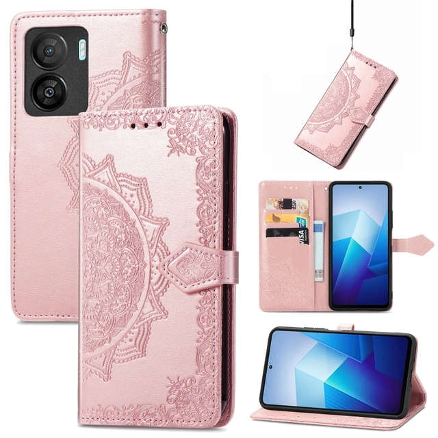 Hot Sale Shockproof Phone Case for vivo IQOO Z7 Mandala Flower Embossed Leather Phone Case