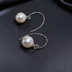 22875 DIY <b>Pearl</b> Accessories S925 <b>Silver</b> Earnail Empty Tray Gold <b>Silver</b> Jewelry Earhook with 7-13mm Round for <b>Pearl</b> <b>Earrings</b> - Product Image 1