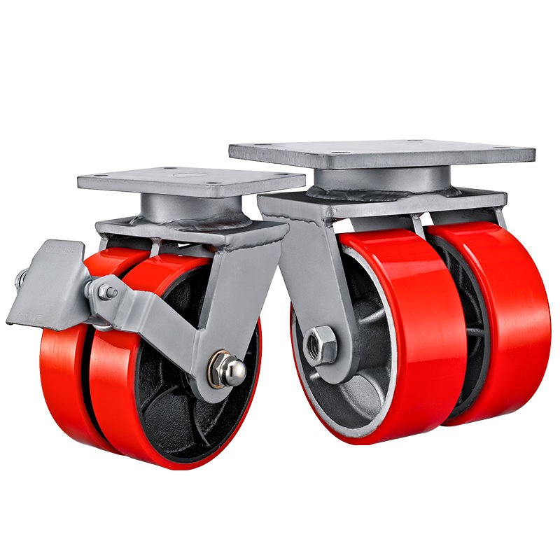 Heavy Duty 3000kg PU Polyurethane Caster 4 5 6 8 10 12 Inch Cast Iron Core Wheels for Machinery Industrial Trolley