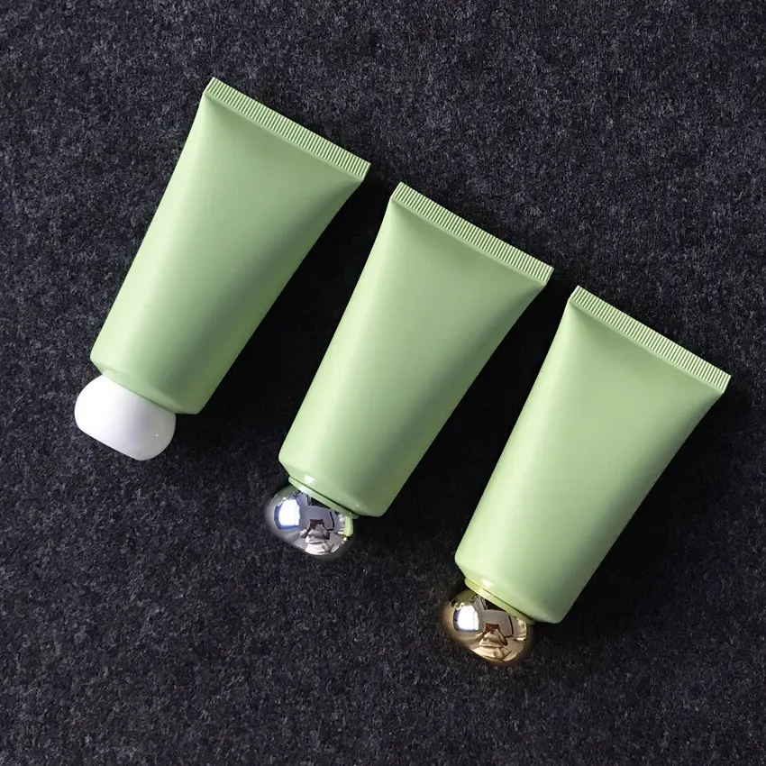 50g matte green cosmetics cream tube with screw cap acrylic cover face cream plastic tube traveling packaging