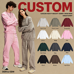 Sweat-shirt à col rond pour <span class=keywords><strong>homme</strong></span> en molleton épais 430g, personnalisable avec logo, style streetwear américain unisexe, pull à capuche personnalisé - Product Image 1