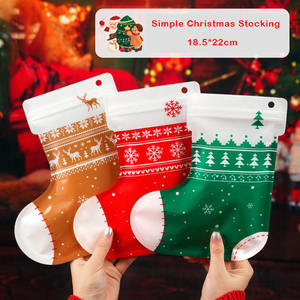 Sacs refermables en forme de chaussette de Noël personnalisés, sacs en plastique réutilisables pour emballer des biscuits, des bonbons, des friandises, des cadeaux alimentaires - Product Image 1