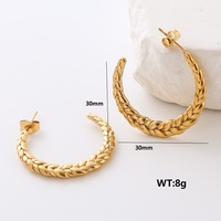 Koleksi anting-anting lingkaran ujung terbuka baru anting-anting Huggie setengah lingkaran bunga baja tahan karat 316L berlapis emas 18K untuk wanita