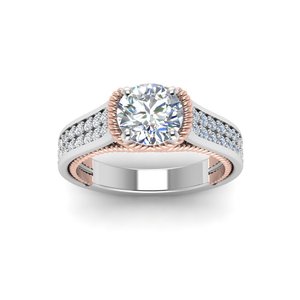 Anello Bicolore Rotondo con Accenti per Donna, Stile Classico Occidentale, Accessorio da Dito alla Moda per Matrimonio, Regalo - Product Image 2