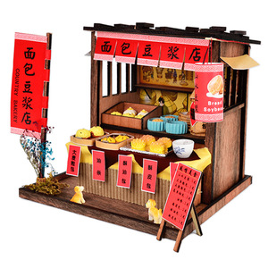 Modelo de juego de comida Retro creativa cabaña de madera ensamblada a mano adornos de Teatro de escena callejera china y japonesa juguetes y regalos DIY - Product Image 5