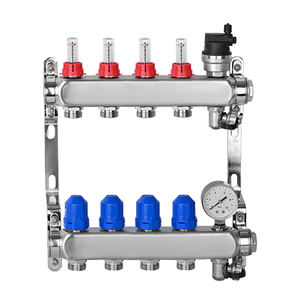 AAVハイドロニック2ゾーン流量計モダンデザインニッケルメッキステンレススチール床下暖房マニホールドサーモスタット混合 - Product Image 3