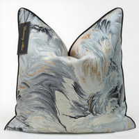 Housse de coussin décorative personnalisable de luxe à bas prix, en jacquard argenté, doré ou noir, pour la maison, les fournisseurs, les canapés et les hôtels