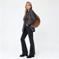 Sac à bandoulière en fausse fourrure douce de qualité supérieure pour femme, sac hobo croissant, sac à main moelleux et pelucheux pour tous les jours, sac à main écologique en fausse fourrure