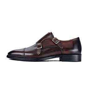New style leather-lined British elevator <b>shoes</b> with pointed toes and business formal men's leather <b>shoes</b> with double buckles - Product Image 5