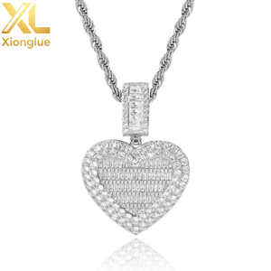 Hip Hop Zircon 18K Gold Plated <b>Copper</b> Necklace Picture Pendant Heart <b>Photo</b> Pendant Diy Picture <b>Frame</b> Memory Unisex - Product Image 2