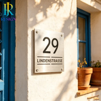 Enseigne de numéro de maison LED rétroéclairée extérieure pour l'immobilier, villa, manoir, jardin, cour, portail – Panneau d'adresse 3D étanche