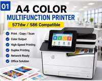 Photocopieur/Imprimante Multifonction HP PageWide Pro 577dw 586 d'occasion avec scanner/télécopieur, sortie couleur A4, 50-75 ppm, impression haute vitesse