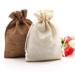 New Reusable Eco Friendly Custom Logo Pull String Gift Bag 5 Colorful Jute Drawstring Bag Pouch