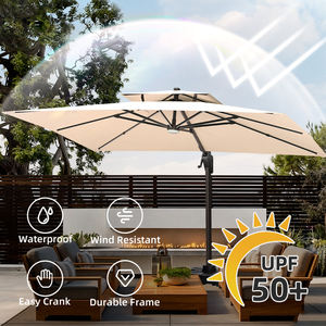 Sombrilla Moderna Cuadrada de Aluminio de 9X12 Pies con Luces LED, Impermeable, Anti-UV, Base de Plástico Ecológica para Exteriores, <span class=keywords><strong>Patio</strong></span>, Hotel, Comedor - Product Image 4