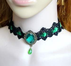 Gargantilla de encaje negro con colgante de piedras preciosas Vintage Victorian Steampunk Collar joyería para mujer - Product Image 6