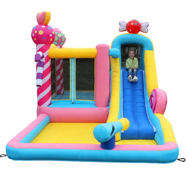 Детский наружный гигантский сухой или влажный прыгающий замок из ПВХ, воздушный батут для дома, надувной водный батут с горкой и бассейном