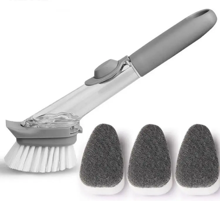 hot sale dish cleaning brush brush soap dispensing dishwashing brush with replaceable sponge head