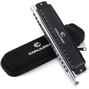 CONJURER <span class=keywords><strong>Harmonica</strong></span> Chromatique Professionnel 16 Trous de Haute Qualité pour Joueurs Avancés Orgue à Bouche en Acier Inoxydable - Product Image 1