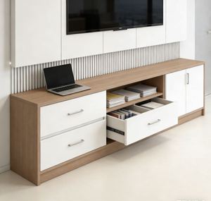 Meuble TV de salon modulaire en bois avec tiroirs et étagères – Vente directe usine à bas prix - Product Image 6