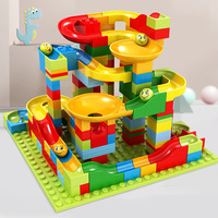 Kleine Grootte Blok Marmer Ras Run Blok Verscheidenheid Glijbaan Bouwstenen Trechter Glijbaan Diy Sets Bricks Kinderen Speelgoed Kinderen gift