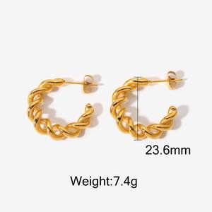 Pendientes de acero inoxidable con forma de <span class=keywords><strong>c</strong></span> para <span class=keywords><strong>mujer</strong></span>, venta directa de fábrica, <span class=keywords><strong>2022</strong></span> - Product Image 4